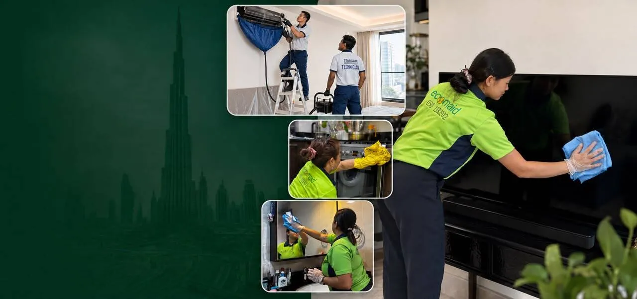 Ecomaid cleaning team at work in a Dubai home