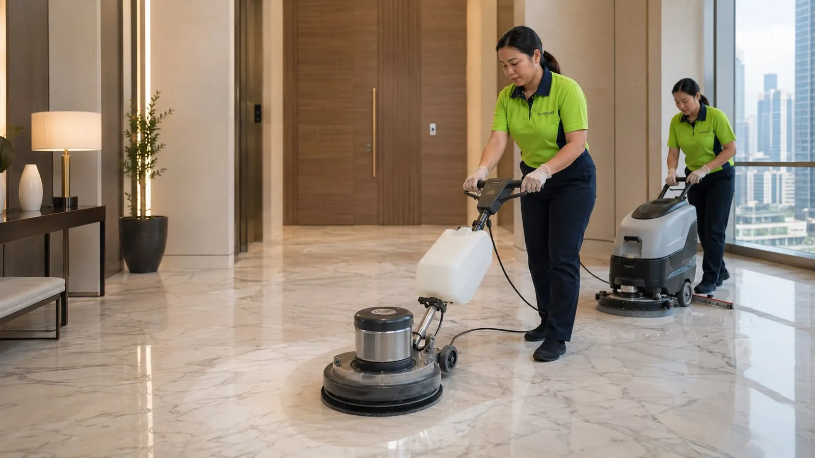 Ecomaid marble polishing and floor scrubbing service in Dubai